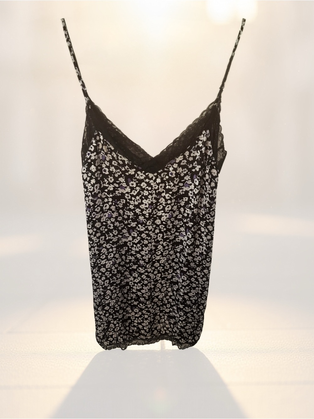 Y2K Women’secret Coquette Black Floral Lace Trim Satin Slip Dress | Size 10/XL - Picture 2 of 4